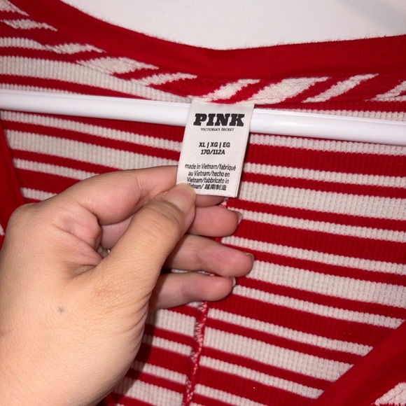 PINK Victoria's Secret Red and White Striped Footie - Picture 4 of 5